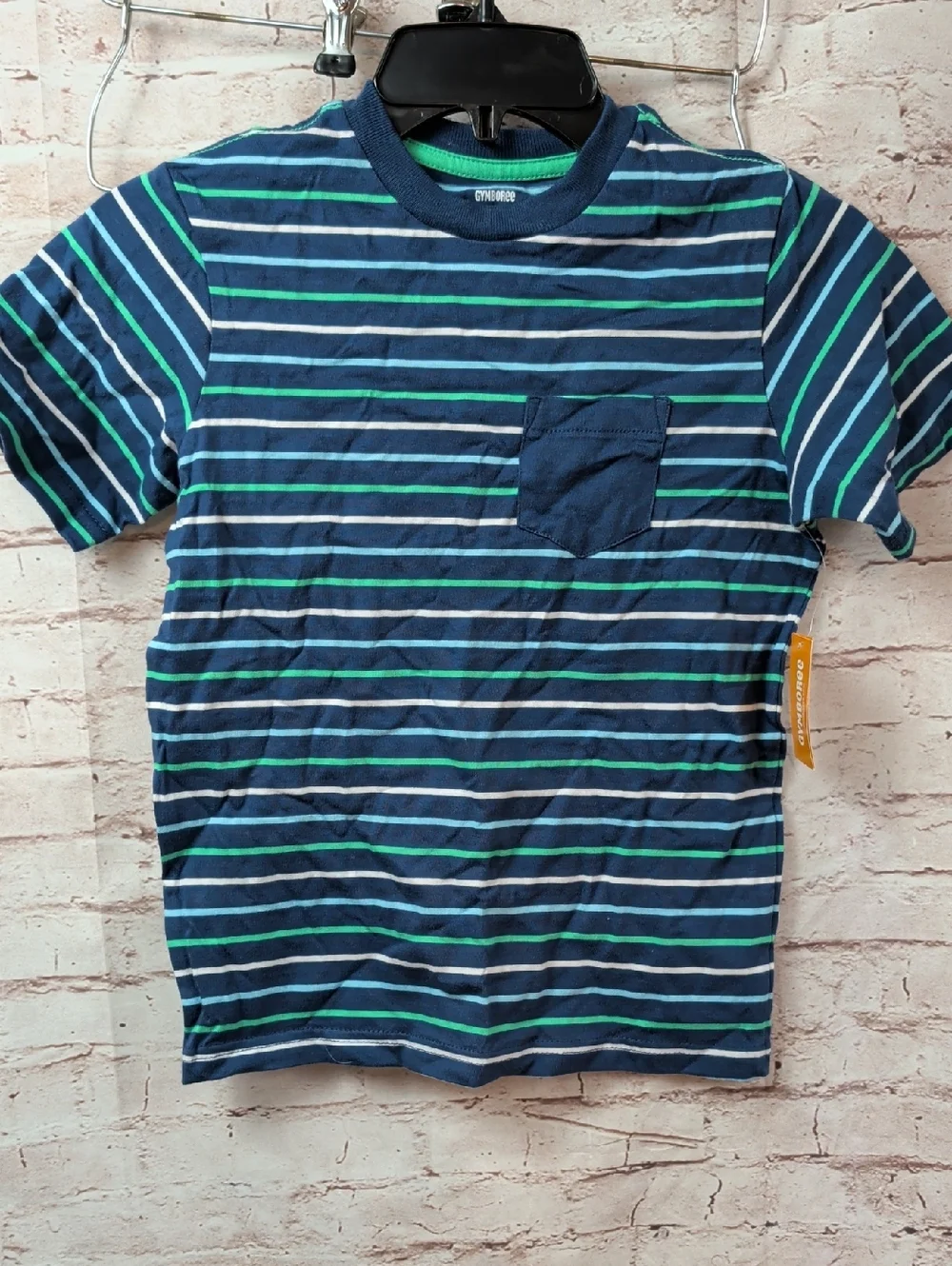Gymboree Navy Tee with Blue and Green Stripes Size 6 Nwt